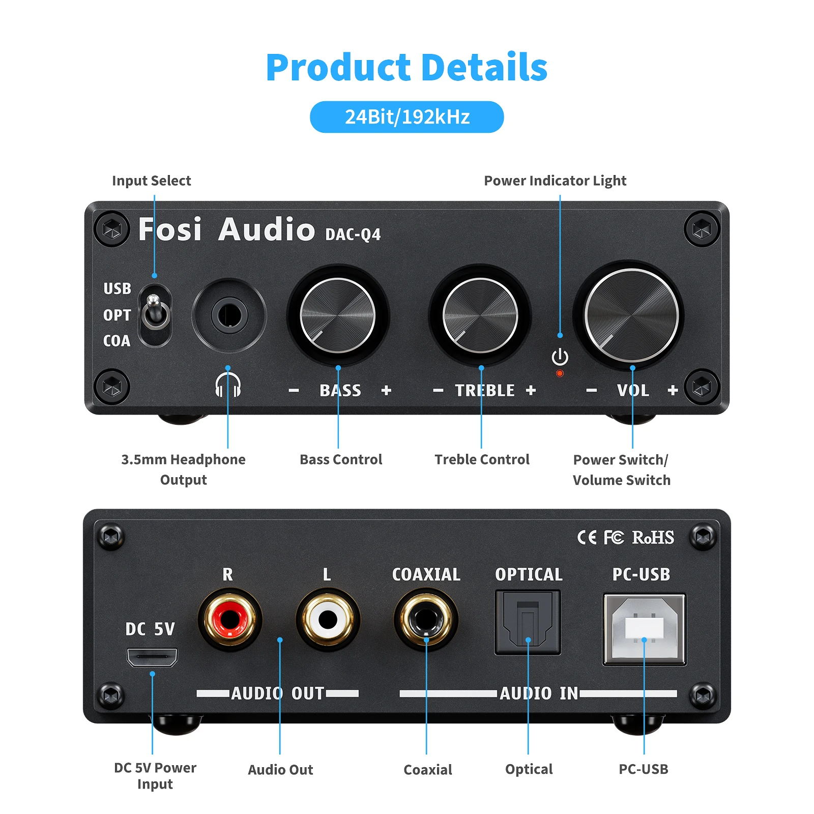 Fosi Audio Q4 Mini Stereo Usb Gaming 