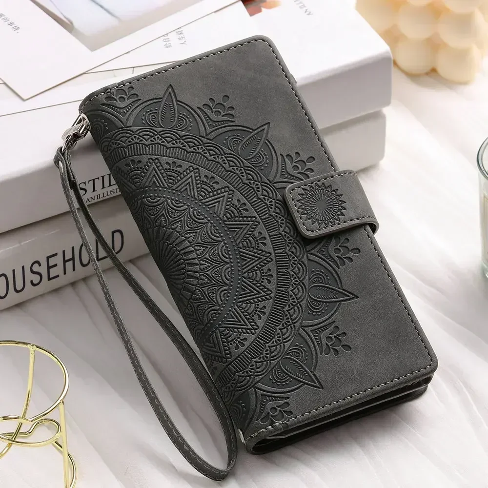 Leather Crossbody Zipper Flip Wallet Case - Premium Book