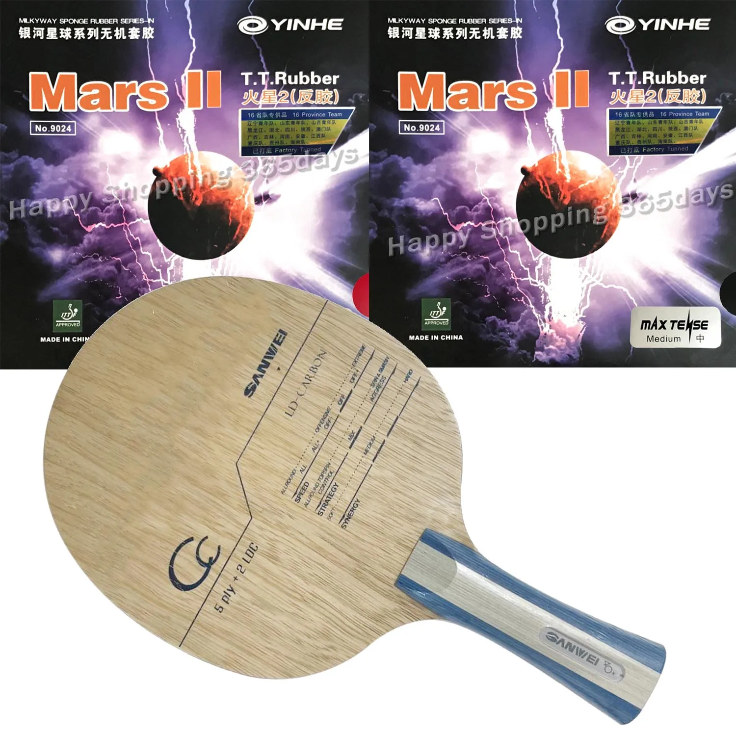 

Pro Combo Racket SANWEI CCTable tennis blade with 2Pieces Yinhe Mars II Factory Tuned pips-in pingpong rubber with sponge 2.2mm