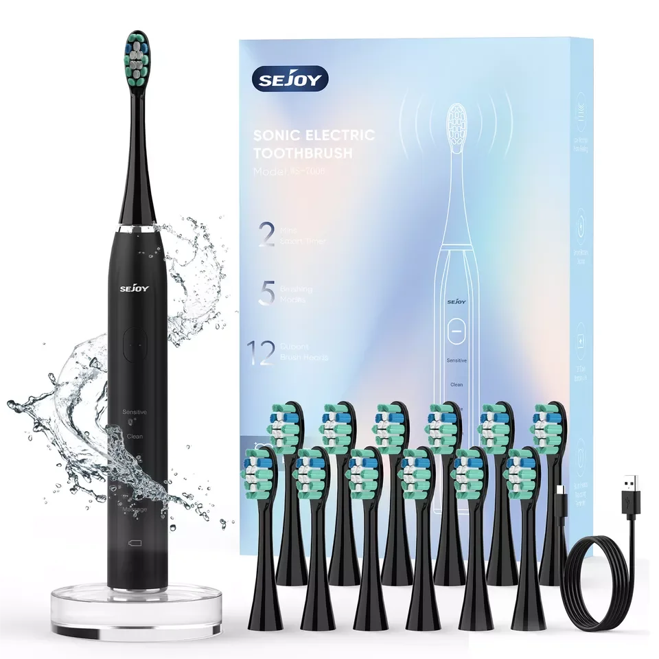 thumbnail image 1 of Cepillo de dientes eléctrico recargable SEJOY Sonic Expert Clean, alta potencia de vibración, 12 cabezales de cepillo, 5 modos, 1 of 5