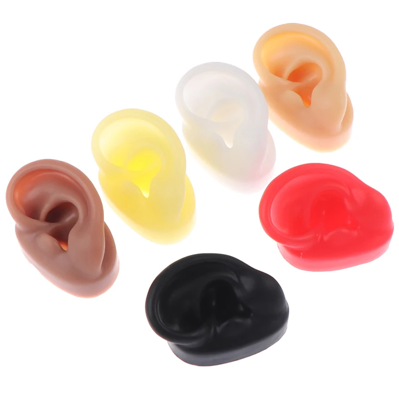 Ear Model 1PCS Soft Silicone Ear Model For Jewelry Display 1:1 Human Ear Model Simulation With Acrylic Display Teaching Tools Practice