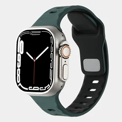 Premium Silicone Sport Band for Smartwatch - Versatile and Comfortable Fit Bracelet (Dark green black)