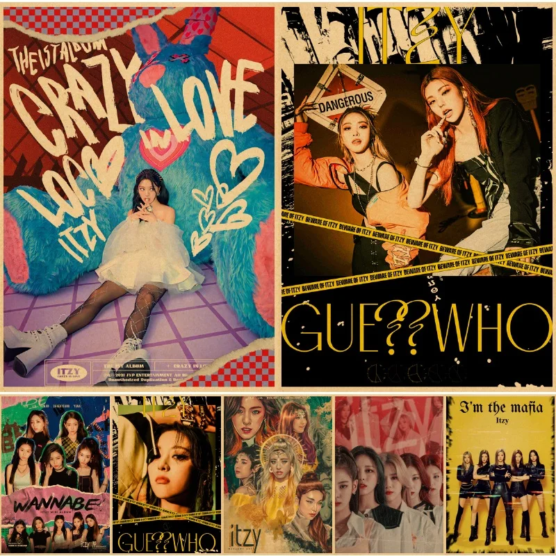 Kraft Paper Wall Stickers Itzy Crazy Love Poster Kpop Wall Art