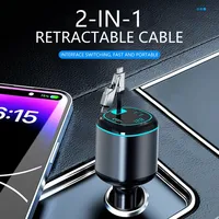 Novora 96W Retractable Car Charger with 12W USB Lightning Cable, 5-Port USB-C, Fast Charging Block, 90cm Retractable Cable - Image 3