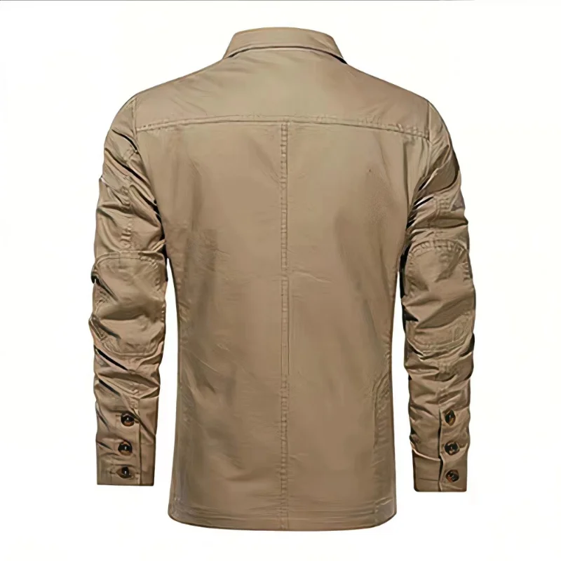 Mens blazer retro solid color suit three-breasted suit multi-pocket jacket coat