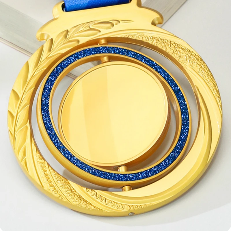 Customization Rotate Metal Medal, Creative Gold, Silver, Copper, Double Blank Can Be Custom Awards, Hanging Around the Neck, 3Pc