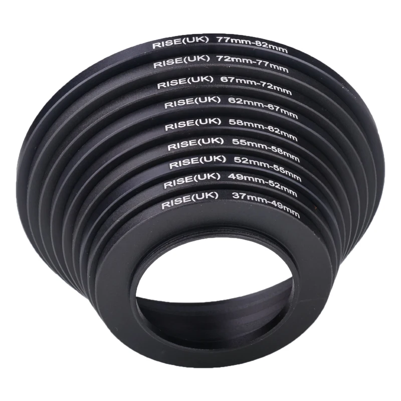 9pcs 37-82mm Lens Step Up Filter Ring Adapter Set 37 49 52 55 58