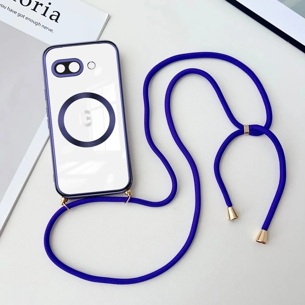 Fashion Crossbody Lanyard Plating Clear Case with Magsafe-Compatible Necklace Cord Back Cover
