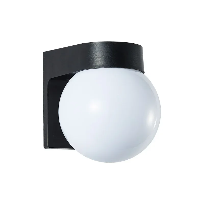 Spherical Outdoor Wall Lamp IP65 Waterproof Milky Round Wall Light for Garden Courtyard Corridor Plastic External Light Fixture