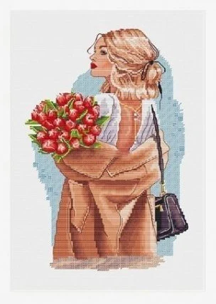 

Набор для вышивки крестиком «тюльпан», 28-37 шт.