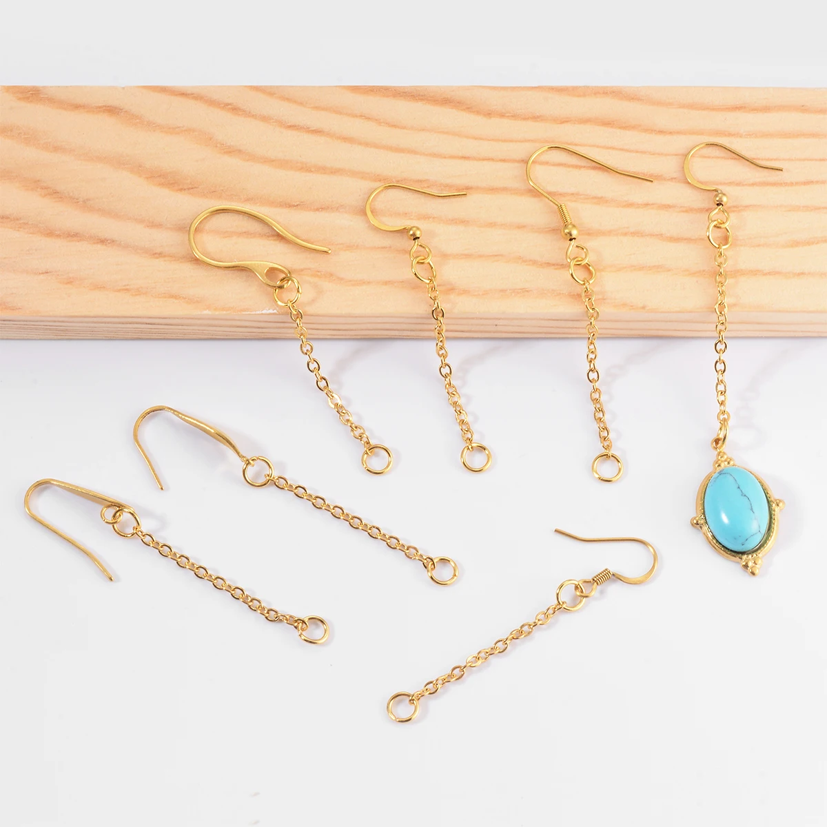 20pcs Earring Hooks Wires with Long Tassel Chain Drop Connectors for Diy Jewelry Making Finding Supplier 5