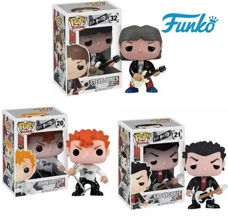thumbnail image 2 of FUNKO POP ROCK Sex Pistols Johnny Rottrn 20# Sid Vicious 21# Steve Jones 32# Figuras de acción de juguete Colección de PVC Figura de vinilo Juguete, 2 of 5