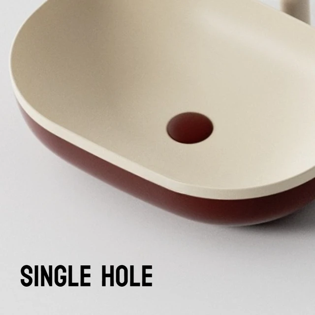 อ่างล้างหน้าเซรามิกรูปไข่ อ่างล้างมือแบบวางบนเคาน์เตอร์ ดีไซน์น้ำตก เรียบหรู อุปกรณ์ห้องน้ำทันสมัย เรียบง่าย 4
