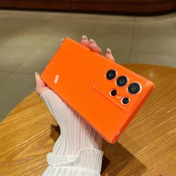 Vibrant Glitter Silicone Shockproof Phone Case - Full Protection Soft Cover - S23 Ultra (Orange)