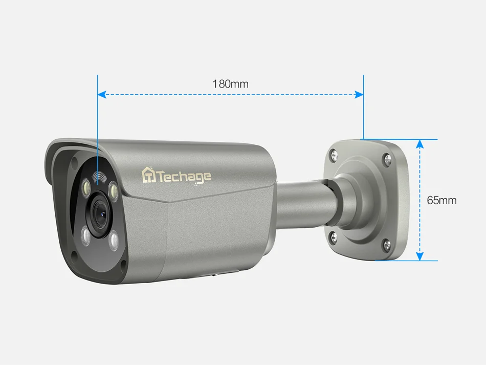Techage 8MP Ultra HD 4K POE AI Camera Outdoor H.265 IP Camera Face Detect Full Color Night Two-way Audio for Surveillance System