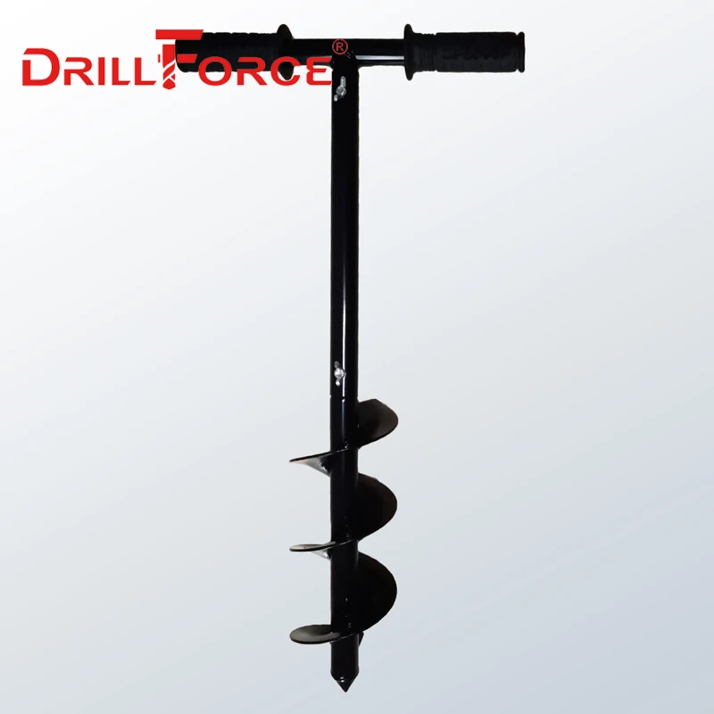 Drill Bit Set Gas Powered Earth Auger Drillforce Earth Auger Drill Bit with Handle DIY Tools Handheld Manual Digger Post Hole Drill Bit Spiral Garden Ground Auger