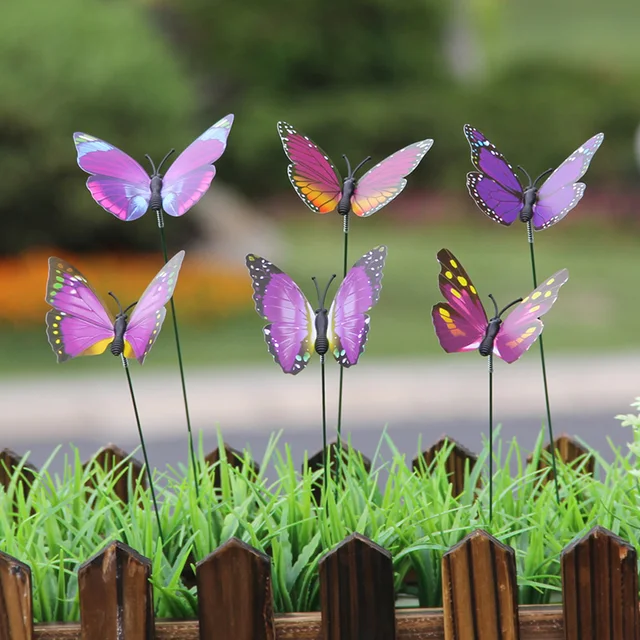 1/2Db Pillangó Szitakötő Kerti Udvar Ültetvényes Szeszélyes Tét Dekoracion Kültéri Dekoráció Virág Edények - Image 4