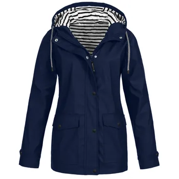 Women‘s Solid Color Jackets For Autumn Winter Outdoor Patchwork Windbreaker Full Zip Hooded Workout Jackets With Pockets 3