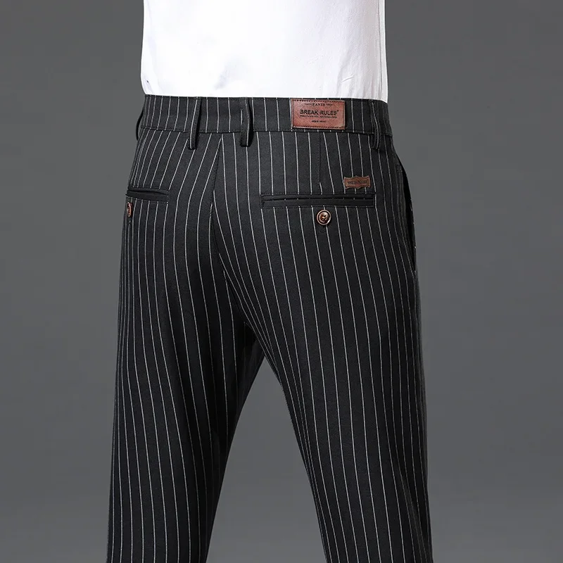 2024 Autumn New Men's Bamboo Fiber Casual Pants Classic Style Business Fashion Grey Stretch Cotton Trousers Male Brand Clothes 4