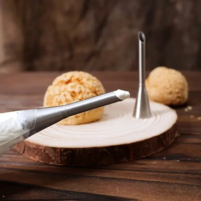 3Pc Cream Piping Nozzle Stainless Steel Long Puff Cake Donuts, Pastries, Syringes, Cakes, Desserts, Baking Accessories