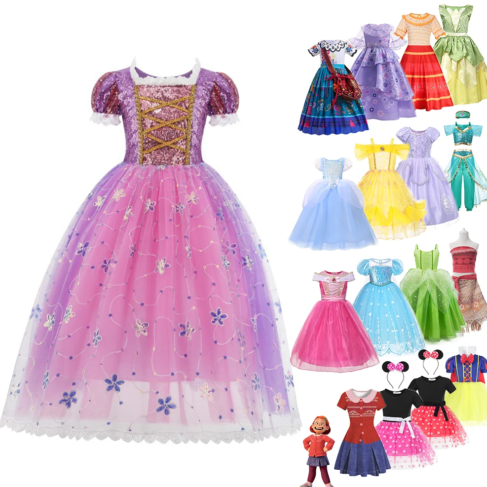 

Fancy 2022 Halloween Princess Rapunzel Dress for Little Girls Magical Encanto Mirabel Isabela Cosplay Costumes Child Party Gown