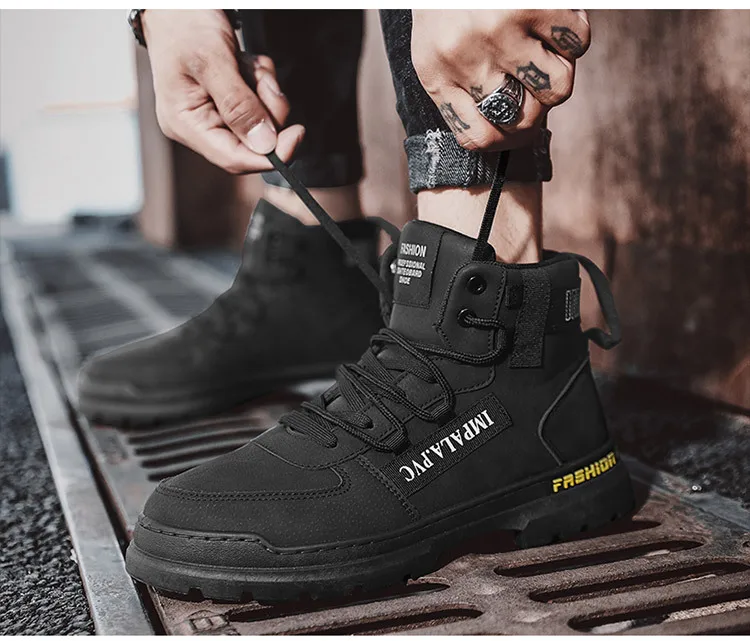 Men's Shoes High Top British Style Retro Cargo Boots Mens Outdoor