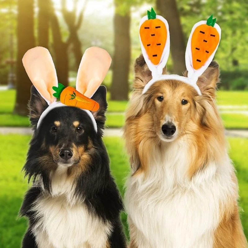 1-15PCS Easter Pet Hair Bands Easter Bunny Ears Headpiece Cute Carrot Hair Band Pet Easter Party Costume Accessories 2