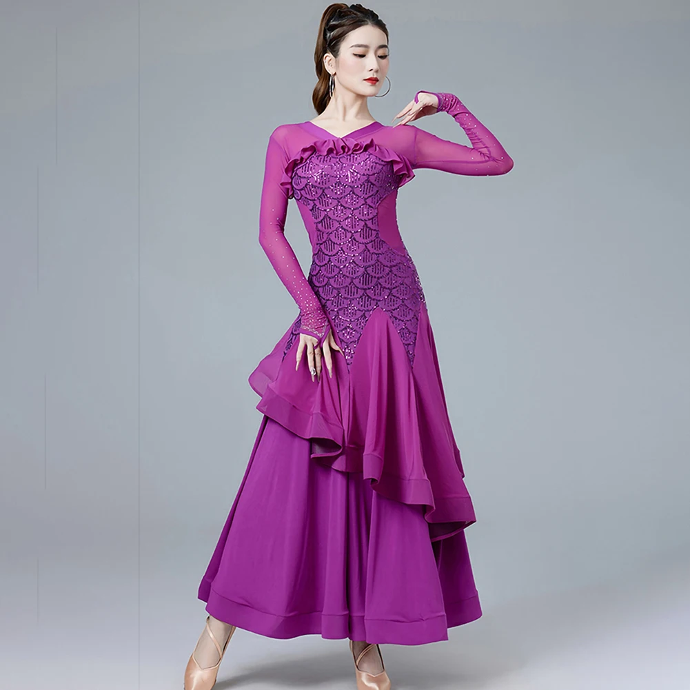 社交ダンスドレスチャンピオンシップ新しいモダンダンスフクシア新しい