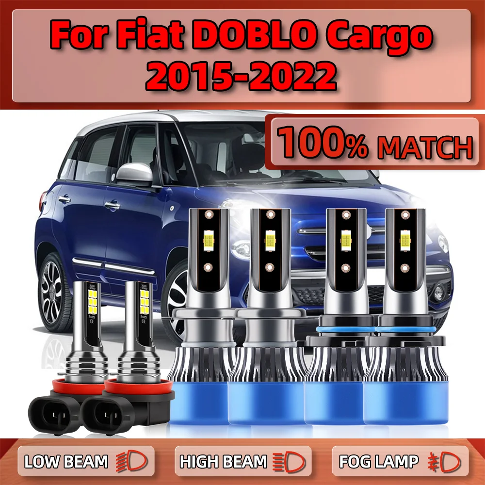 

360W LED Car Headlight Bulbs 12V 6000K Turbo Fog Lamps 60000LM Auto Lights For Fiat DOBLO Cargo 2015-2018 2019 2020 2021 2022