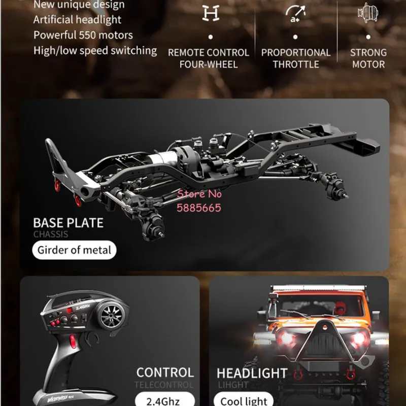 Professional 56CM Large Off Road High Speed Remote Control Truck 1:10 Electronic Differential Lock 17 Lighting 4WD RC Truck Car 5