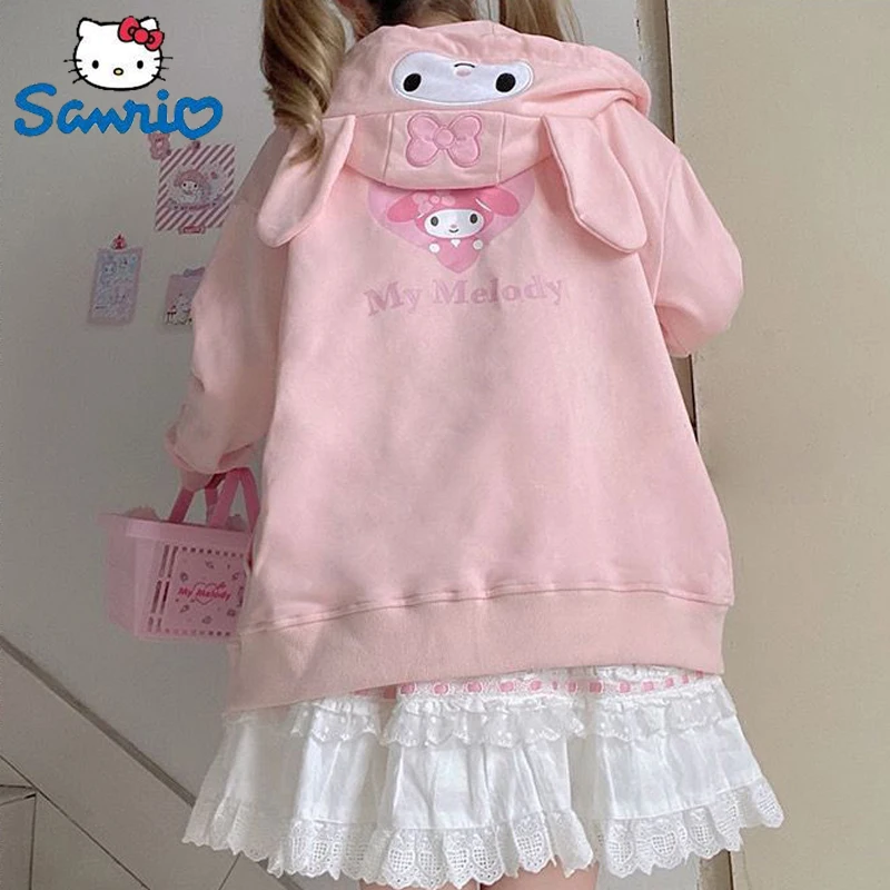 

Sanrio Kuromi Cinnamoroll My Melody Sweater Pompom Purin Lolita Coat Girl Women Hooded Spring Autumn Thin Style Warm Cosplay
