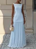 112659-ed6b8e.jpg Robe longue plissée patchwork chic et élégante pour femme, sans manches, taille haute, pour soirée, club, bal de promo