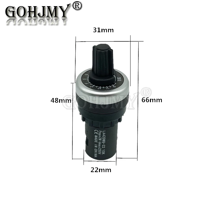 Multiturn Potentiometer Linear Potentiometer Rotary Potentiometer Potentiometer Kit Trimmer Potentiometer LA42DWQ-22 1K 2K 5K 10K 20K 50K 100K 200K 22mm Diameter Pots Rotary Potentiometer Converter Governor Inverter Resistance Switch