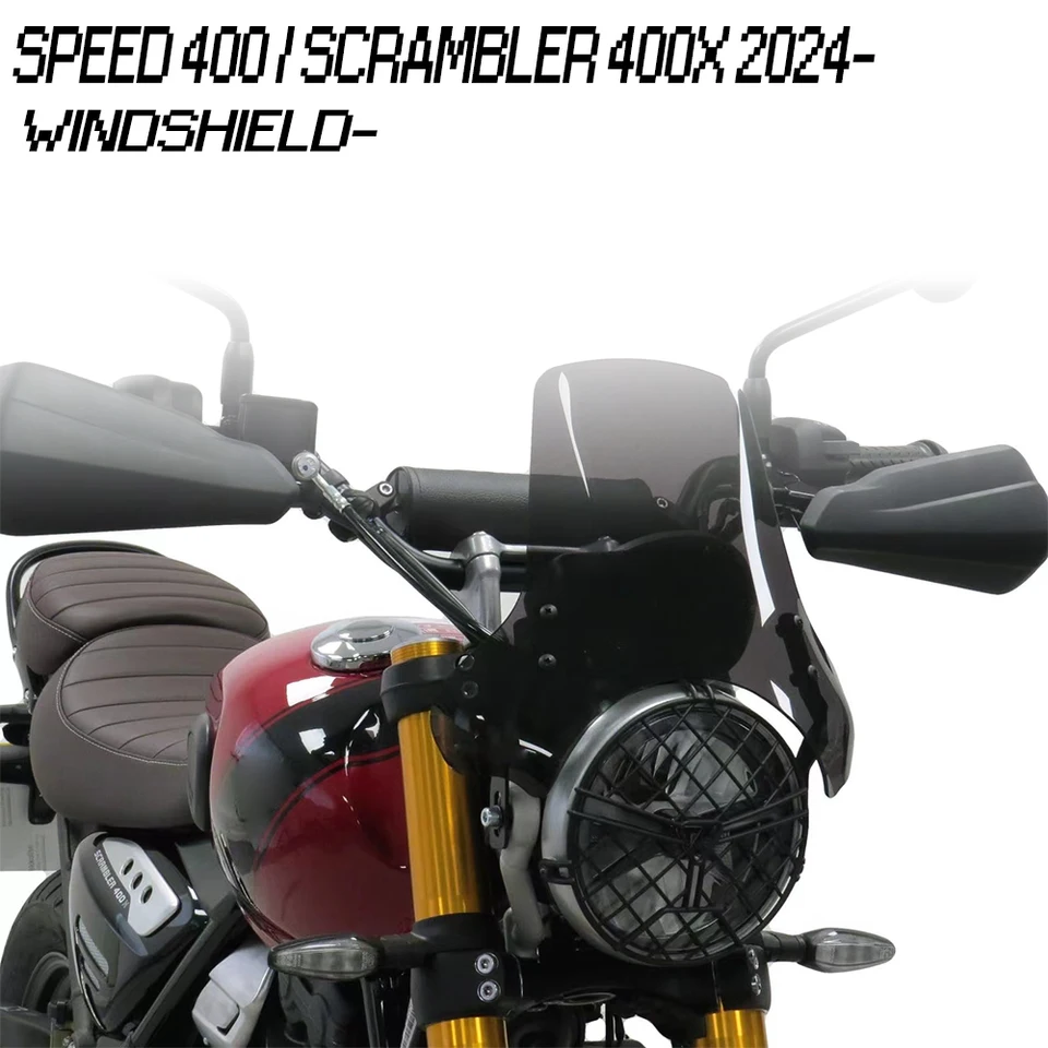 Motorcycle Windshield For Triumph Speed 400 & Scrambler 400X 2024 - Wind Deflector A/Grey
