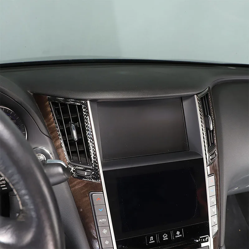 

For Infiniti Q50L 2015-2022 Soft Carbon Fiber Car Air Conditioner Central Control Air Outlet Frame Trim Sticker Car Accessories