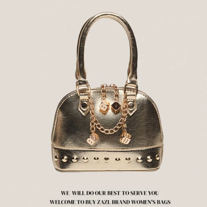 JIAERDI Versatile Gold Shell Bag Purse Women Vintage Chain Leather Y2k Hand Bag Female Retro Casual Crossbody Bags Wallets New