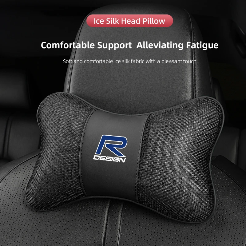 볼보 R디자인 XC90 V90 V60 XC60 V40 EC40 EX40 S80 S60 S90 V70용 차량용 헤드레스트 아이스 실크 목 베개 소프트 패드 1개