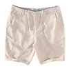 Cotton Linen Shorts for Men Summer New Solid White Straight Loose Holiday Shorts Man Casual  Button Fly Short Pants 037 4