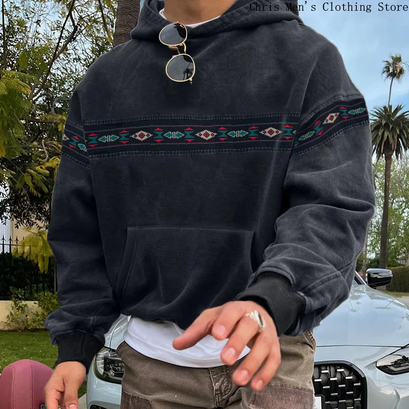 Felpa con cappuccio di marca di moda allentata oversize, nuova felpa con cappuccio da uomo casual retrò autunno e inverno, felpa da uomo hip-hop di moda di strada 1