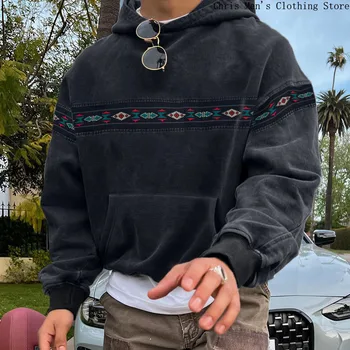 Felpa con cappuccio di marca di moda allentata oversize, nuova felpa con cappuccio da uomo casual retrò autunno e inverno, felpa da uomo hip-hop di moda di strada 1