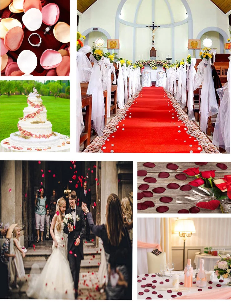 Mixed Color Silk Satin Rose Petals for Wedding Marriage Table Decoration Vanlentine's Day Romantic Accessories 200pcs/bag artificial rose petals