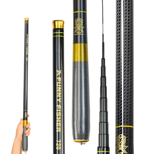 Carbon Fishing Pole 2.4M-3.6M Rock Fishing Rod Super Hard Telescopic  Fishing Cane Boat Fishing Pole Distance Throwing Olta Pesca - AliExpress