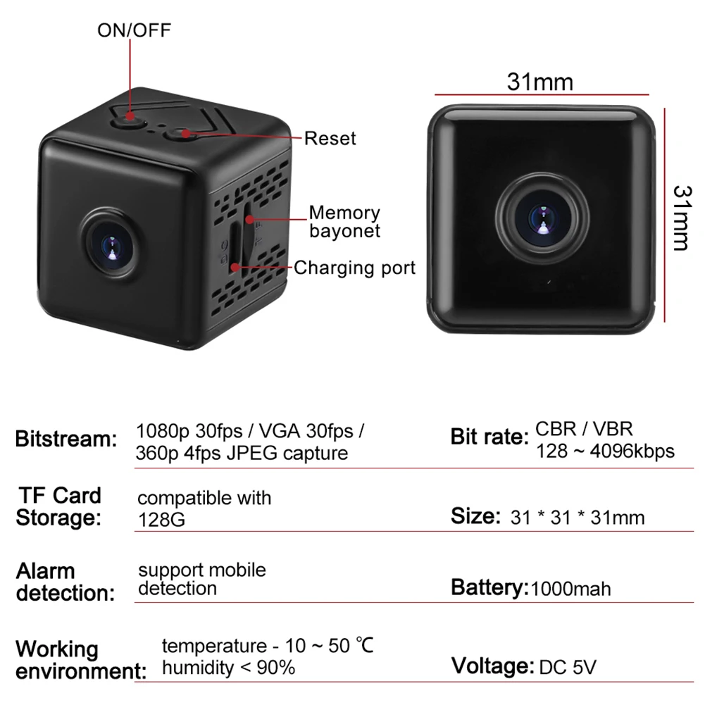 1080P Mini Camera Night Vision Home Security Protection Camera Motion Detection Alarm Video Recorder for Home Room Car