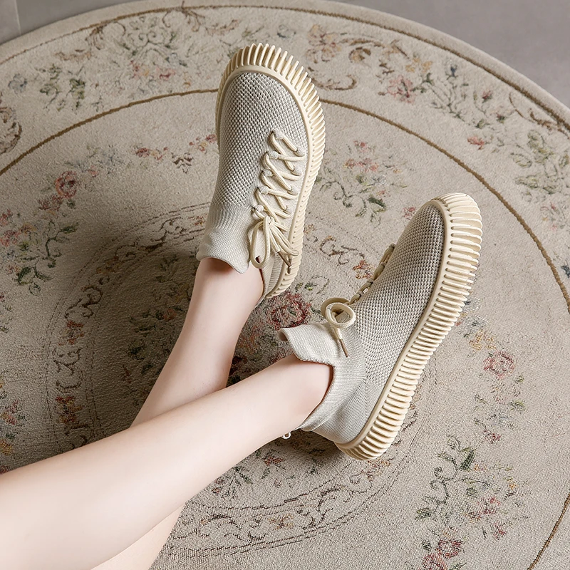 Women Casual Sneakers Pump Shoes for Women Knitted Shoes Round Toe