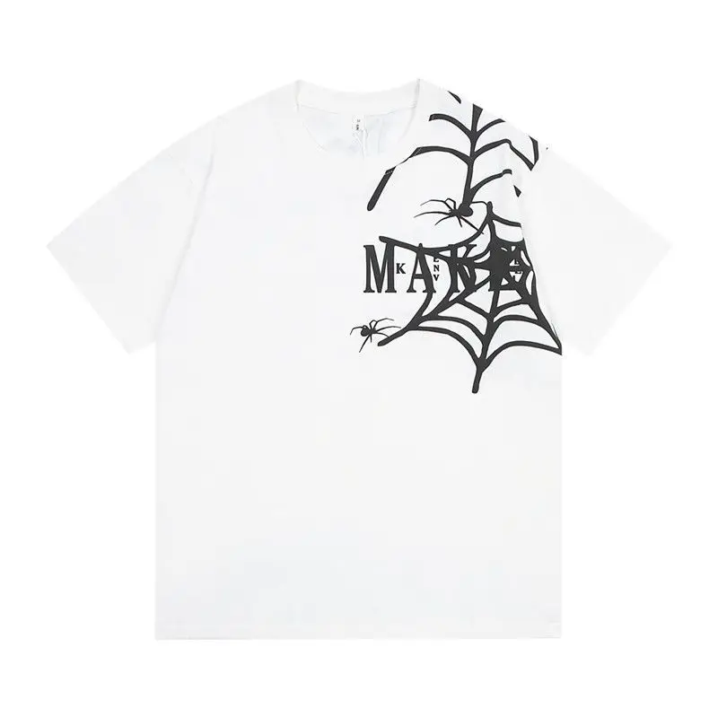 

Fashion American retro gothic spider print T shirt summer y2k men and women street hip hop ins personality loose oversized top