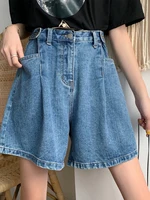 High Waist Wide Leg Jeans orts Women plus Size Loose Slimming Hot Pants Casual Sle Button Crt Denim Fabric Summer Colle...
