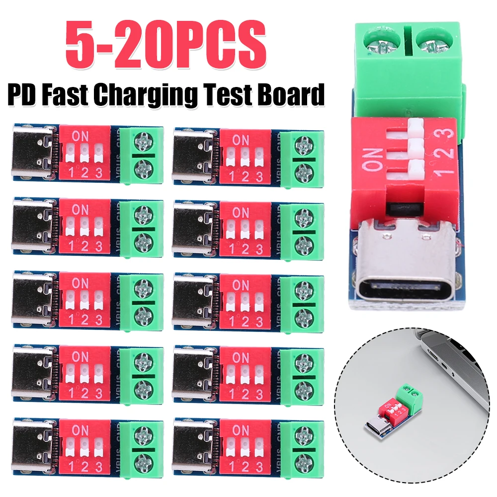 Charging Test Module 5-20V Adjustable Charger Power Delivery Boost Module USB Type-C Voltage Connetor Power Supply Accessories