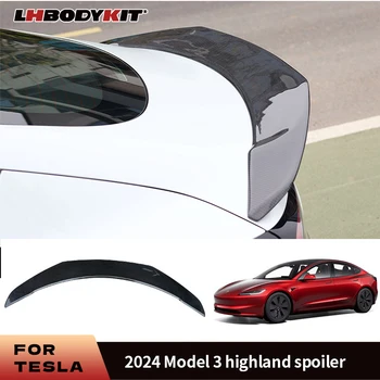 Spoiler in vera fibra di carbonio al 100% per Tesla Model 3 Highland 2024 V Style spoiler Accessori più nuovi Spoiler posteriore Accessori auto