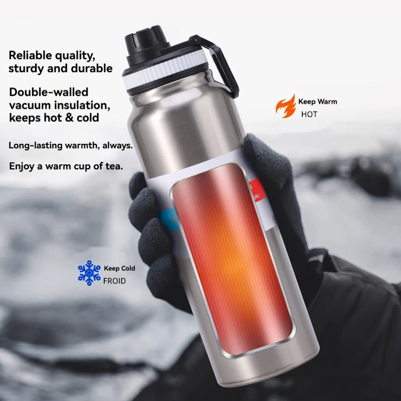 Premium Stainless Steel Insulated Thermos Bottle - 800/1000ML - Durable Outdoor Sports Thermal Mug with Hot & Cold Retention