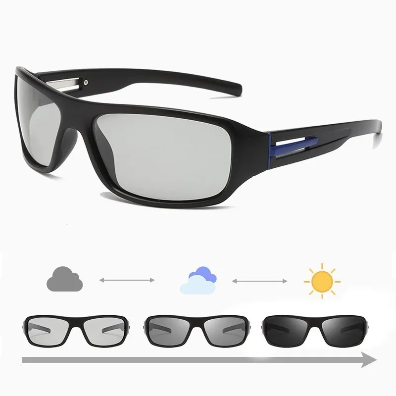 Square Photochromic Polaroid Sunglasses Men Polarized Glasses Male